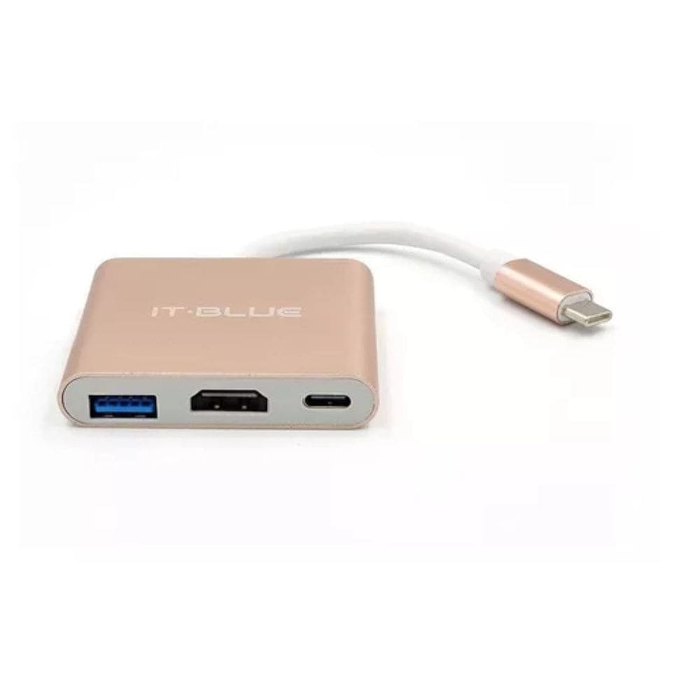 Adaptador Tipo C HDMI USB e Tipo C Fêmea LE-5573 It Blue
