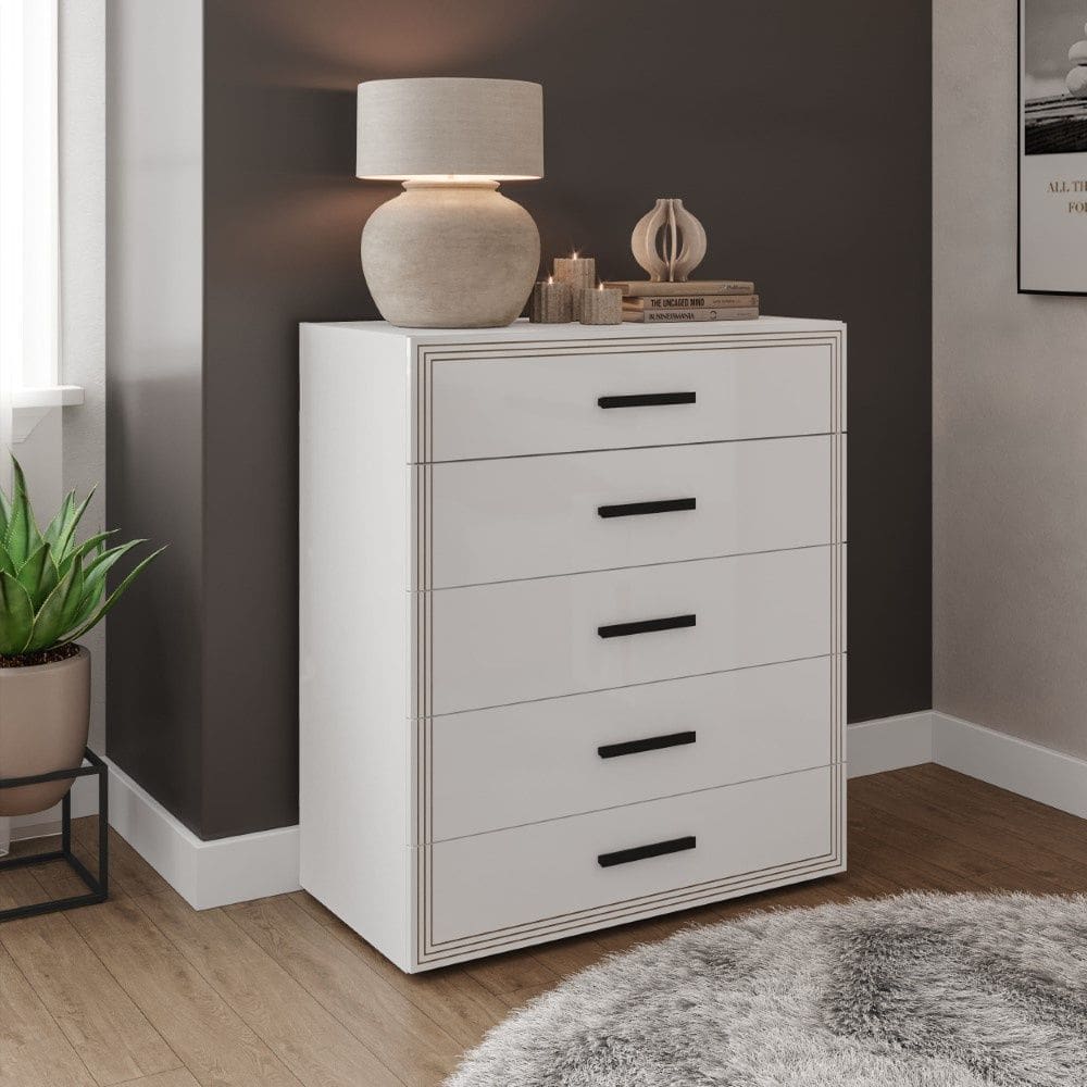 Cômoda Valência 5 Gavetas Branco Politorno Móveis