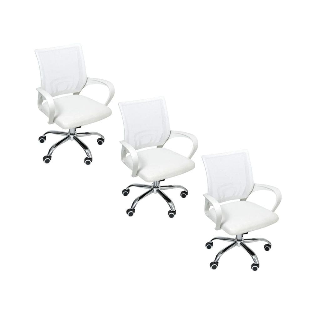 Kit 3 Cadeiras de Escritório Begonia Ergonômico Branco