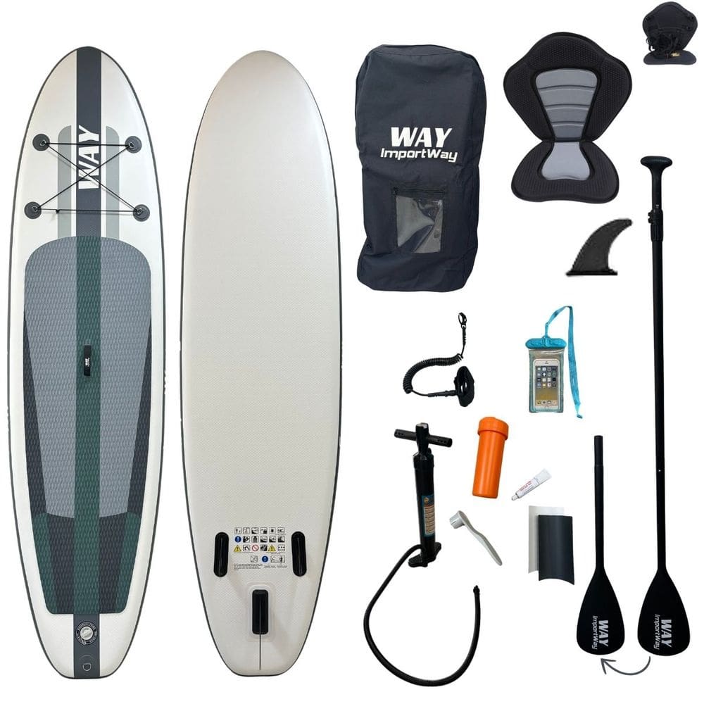 Prancha Stand Up Inflável Alta Performance com Assento Caiaque Kit Completo 320x84x15cm Importway