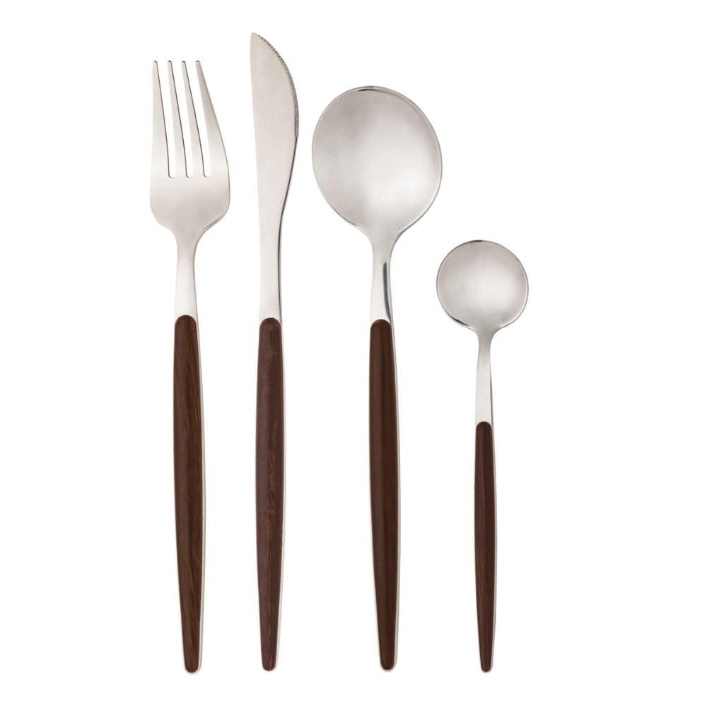 Faqueiro em Inox Organic Cabo Estampa de Madeira 24 Peças