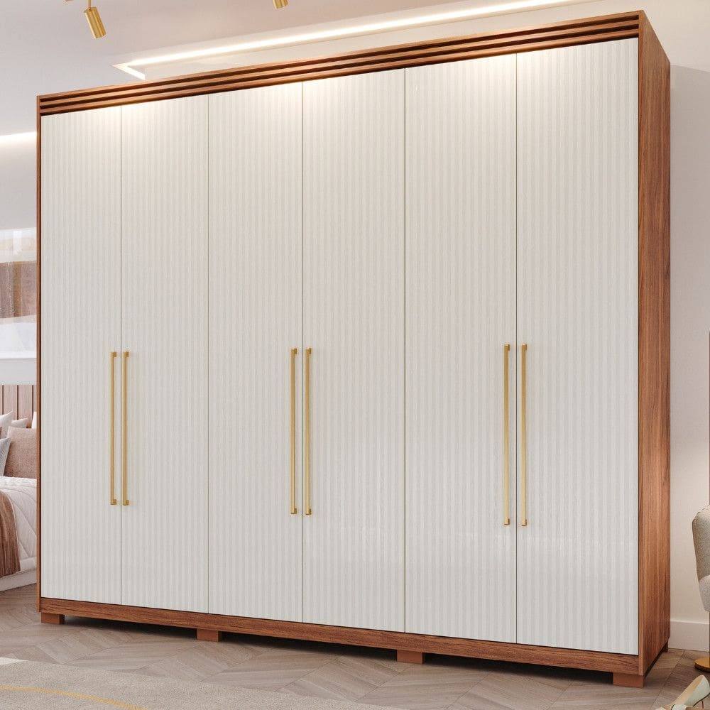 Guarda Roupa Casal com Pés 6 Portas 100 MDF Aurora Panan