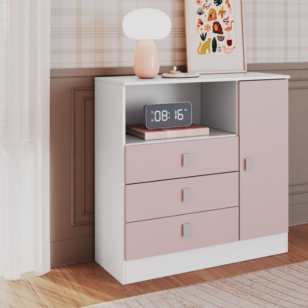 Comoda Infantil 3 Gavetas 1 Porta Sofia Percasa