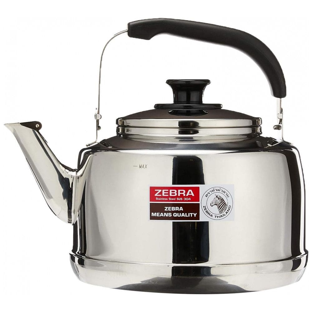 Chaleira de Chá 7.5 Litros em Aço Inoxidável com Apito e Espelhada, Zebra, Prata