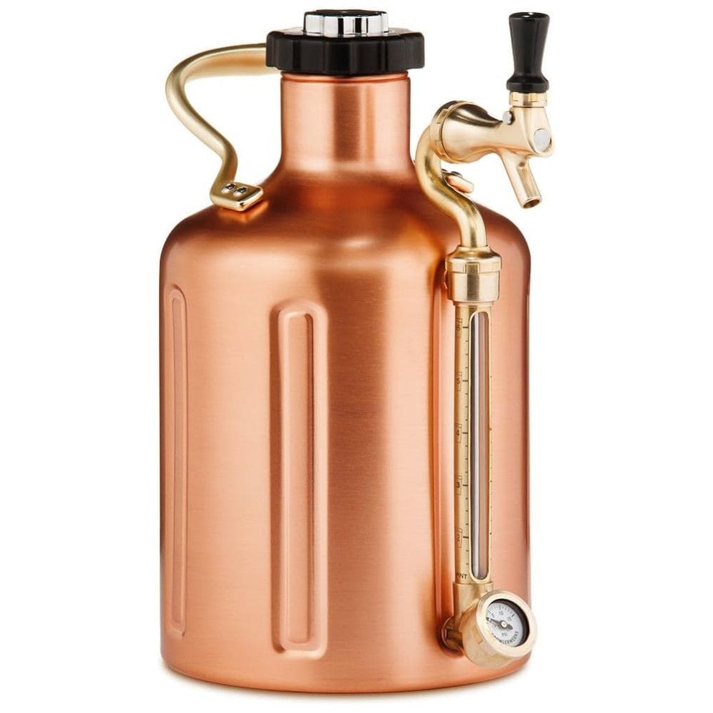 Chopeira Portátil 5L com Torneira e Regulador de CO2, Aço Inoxidável, Rose Gold, GROWLERWERKS Copper, Dourado