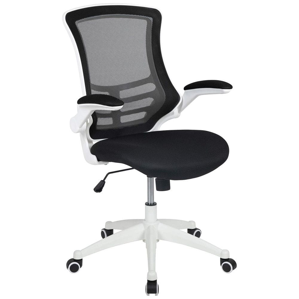 Cadeira de Escritório Ergonômica Giratória com Suporte Lombar e Altura Ajustáveis, Branca, FLASH FURNITURE BL X 5M WH BK GG, Branco