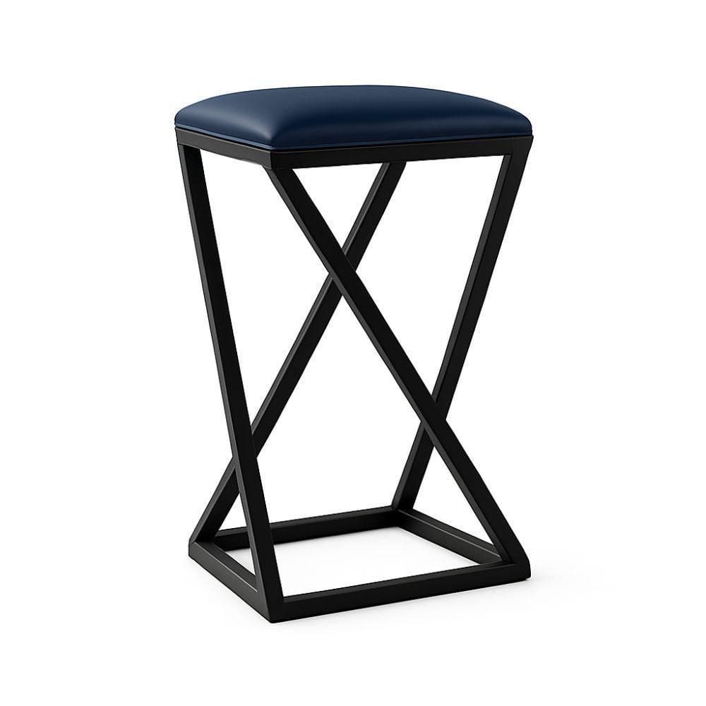 Banqueta Z Alta 80 Cm Industrial Cozinha Moderno Corino Cor:azul Marinho