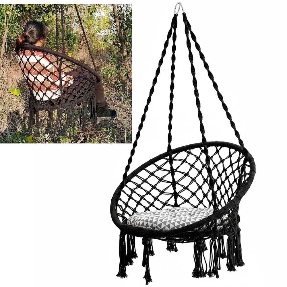 Rede Cadeira Balanço Suspensa Almofada Algodao Decoraçao Confortavel Casa Jardim Varanda Quintal Sacada Area Lazer