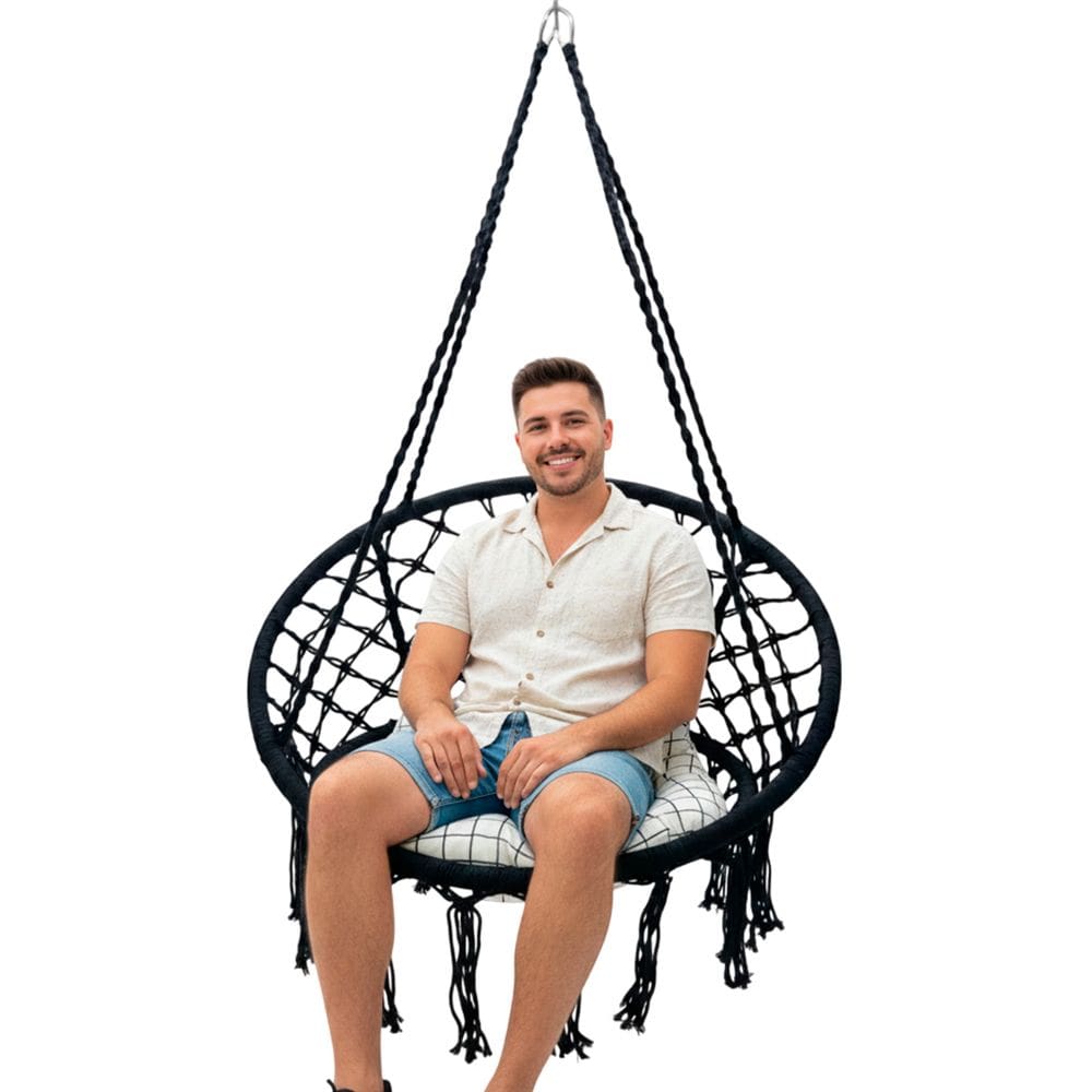 Rede Cadeira Balanço Suspensa Almofada Algodao Confortavel Teto Varanda Casa Quintal Jardim Sacada Decoraçao