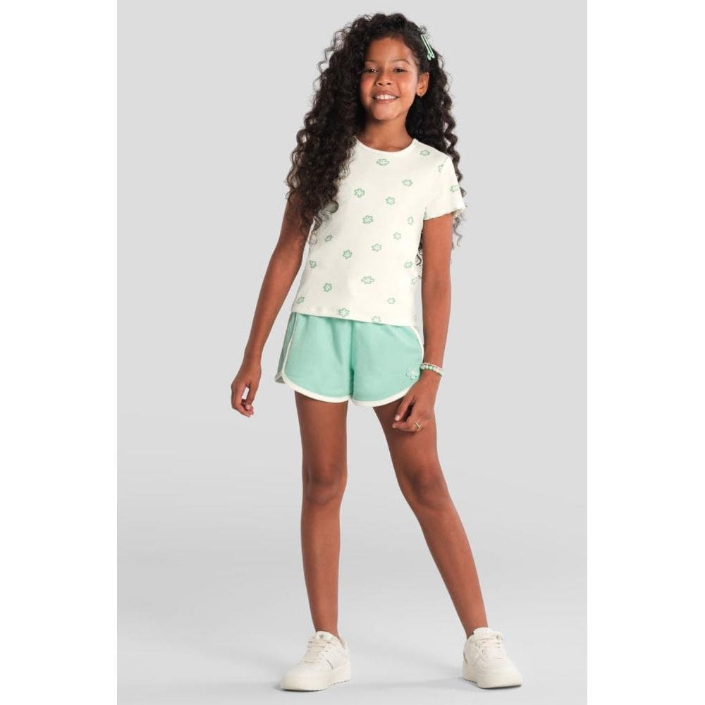 Blusa infantil menina em ribana florida Brandili
