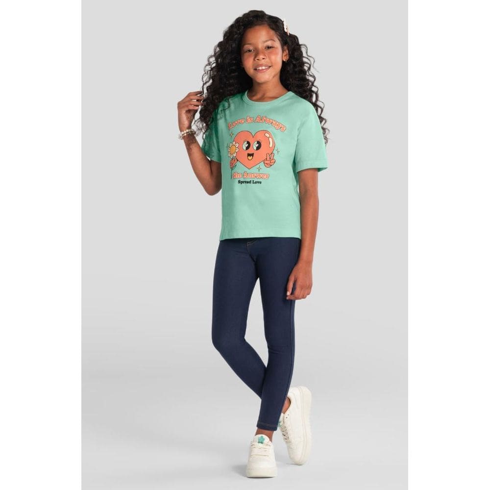 Blusa infantil menina com estampa de coração Brandili