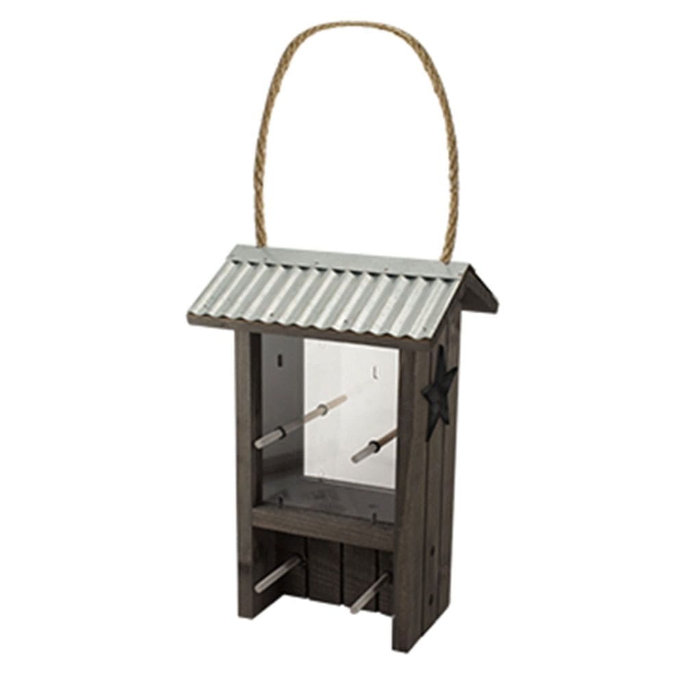 Comedero para Pájaros Woodlink con Techo Galvanizado para Colgar, Gris