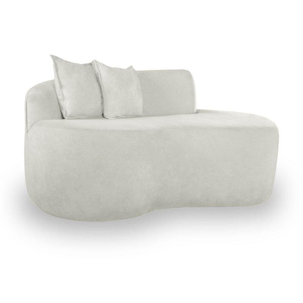 Sofá Sala Curvo 2 Lugares Bouclé Branco