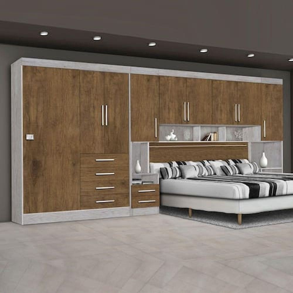 Guarda-Roupas Modulado Georgia JA Para Cama Box 1,58M Casal - MARROM CHOCOLATE