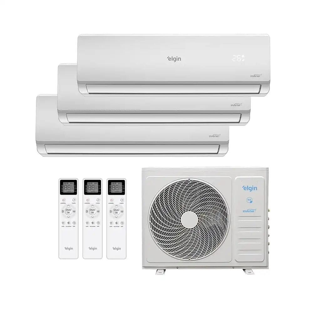 Ar Condicionado Multi Total Tri Split Elgin Inverter 27.000 Btus (Hi Wall 9.000 + Hi Wall 9.000 + Hi Wall 18.000) Quente e Frio 220v R-32