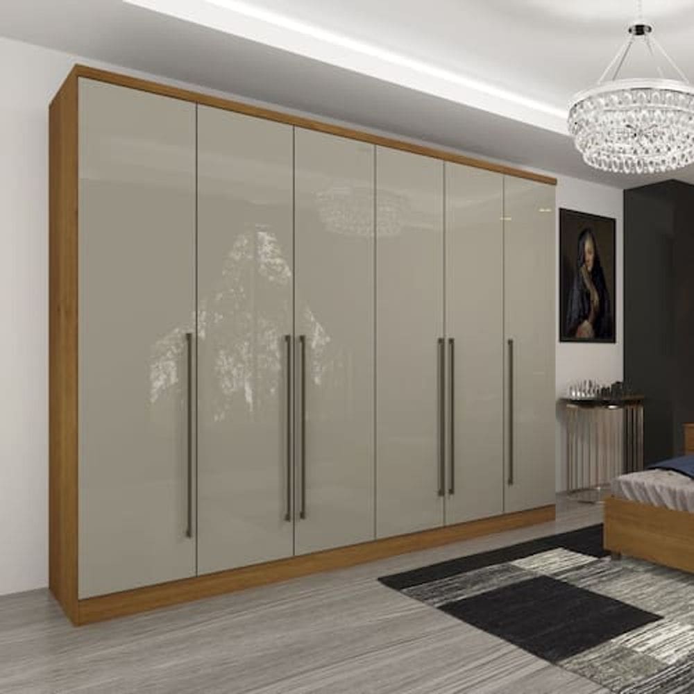 Guarda Roupa Casal 6 Portas 8 Gavetas 270cm Sevilla - Bege
