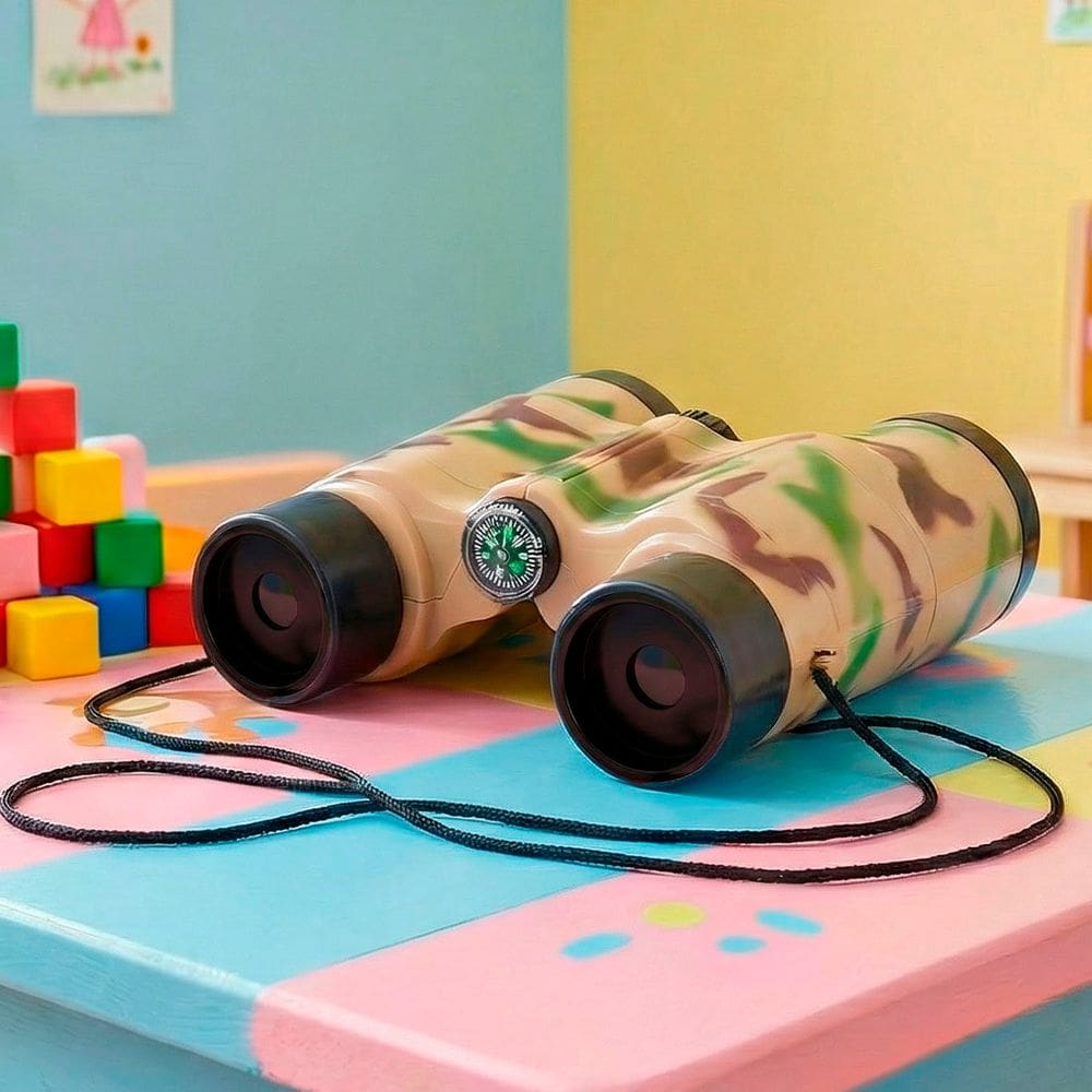 Brinquedo Binóculo Bússola Cordão Infantil Camuflado Militar