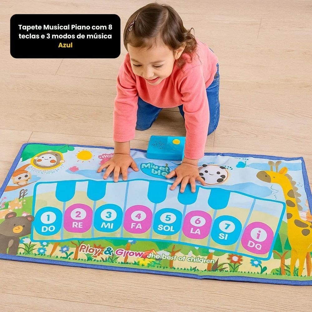 Tapete Musical Piano Com 8 Teclas E 3 Modos De Música - Azul