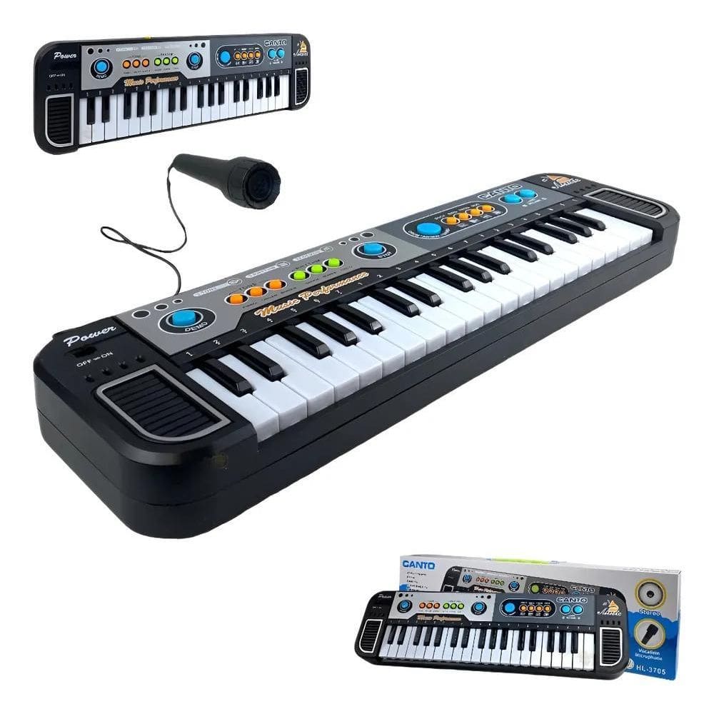 Piano Teclado Infantil Microfone Cantar Brinquedo Musical Co
