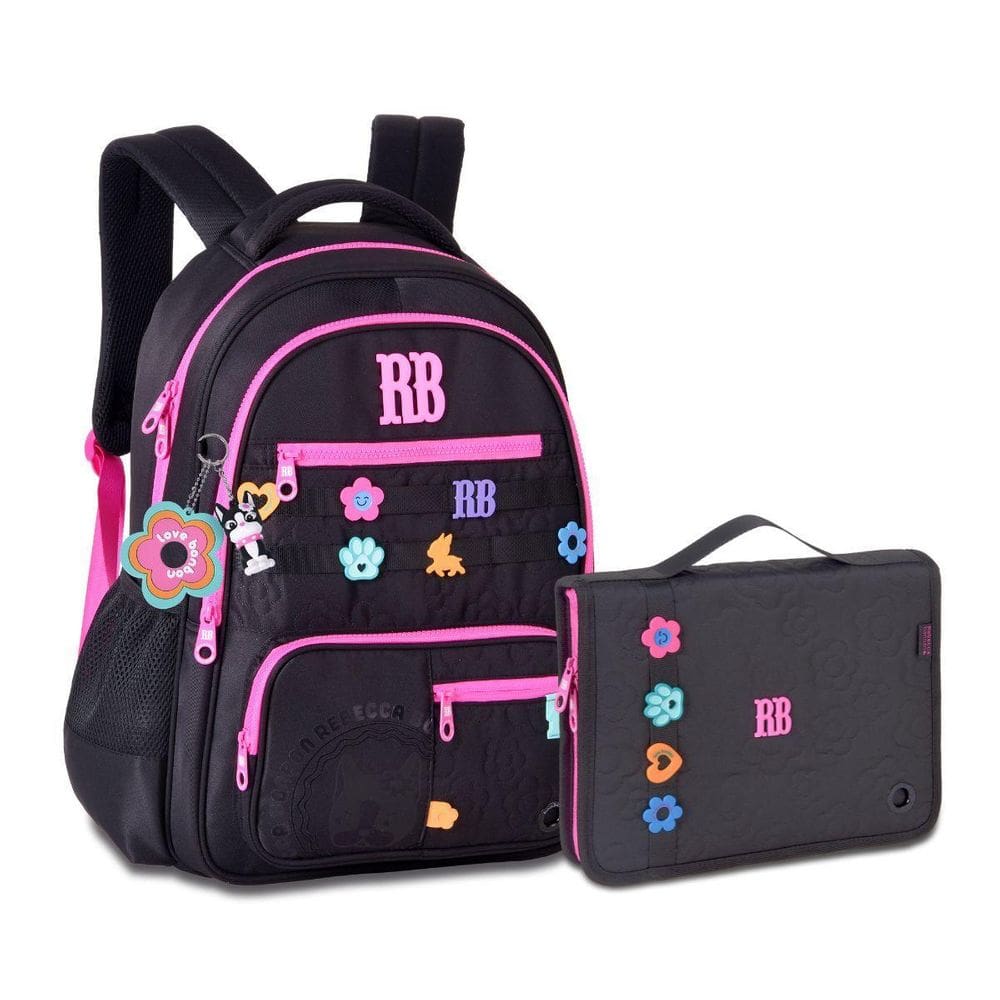 Mochila Com Estojo Fichário Kit Escola Rebeca Bonbon Premium