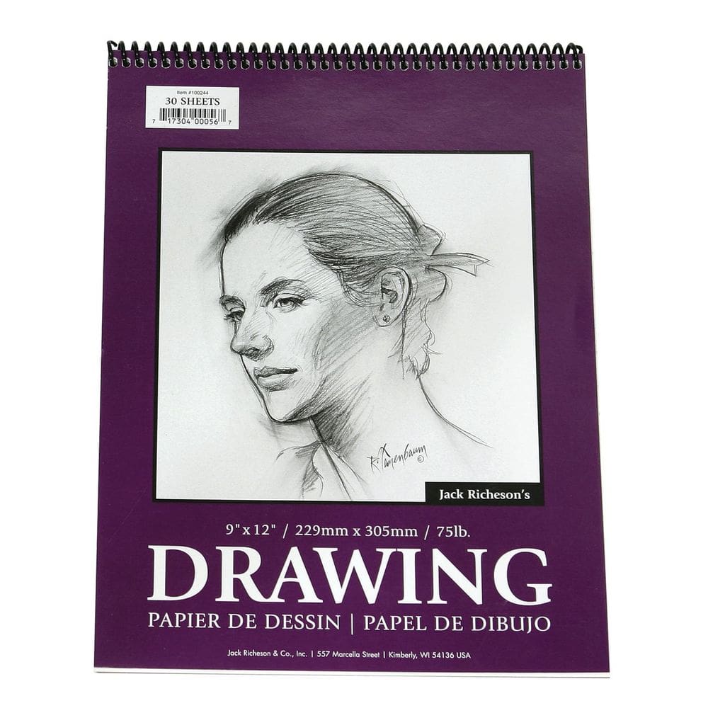 Bloco de papel de desenho Jack Richeson Espiral de 30 folhas 30x45cm