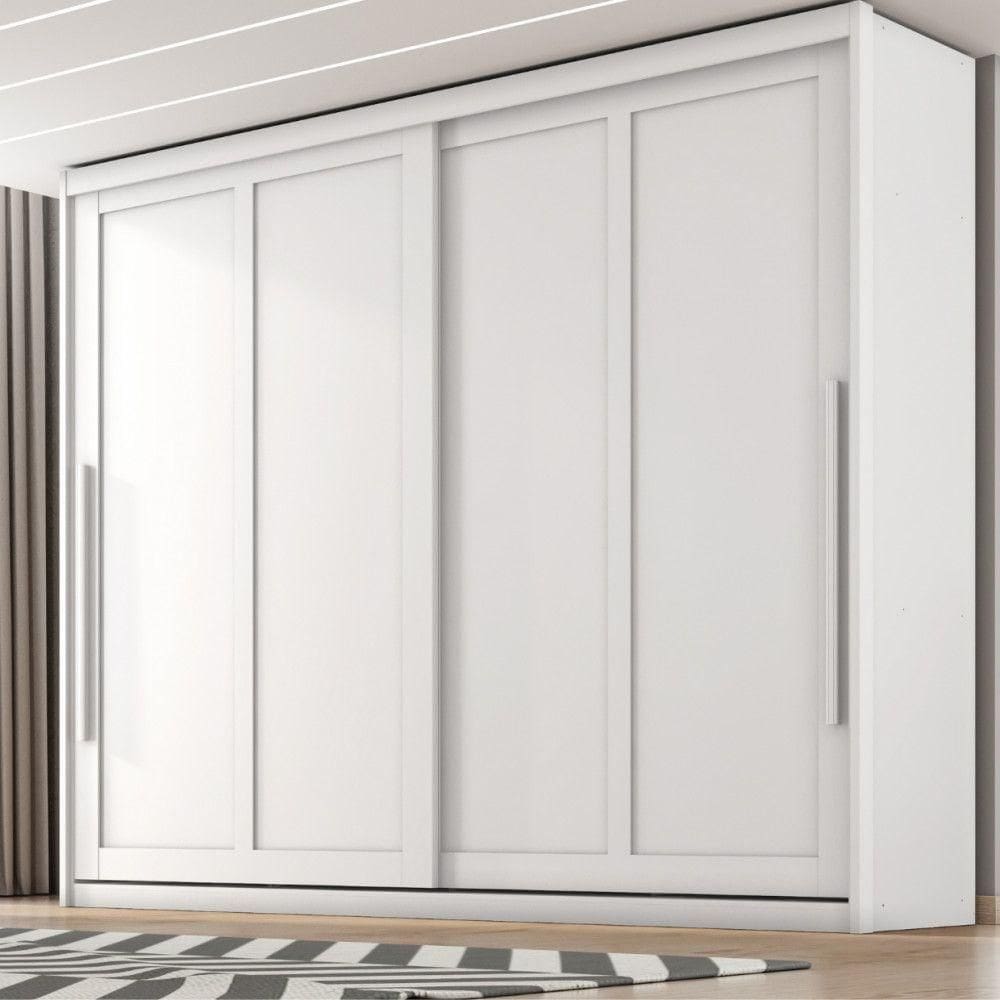 Guarda Roupa De Casal Atraente 2 Portas De Correr Branco Zan Branco