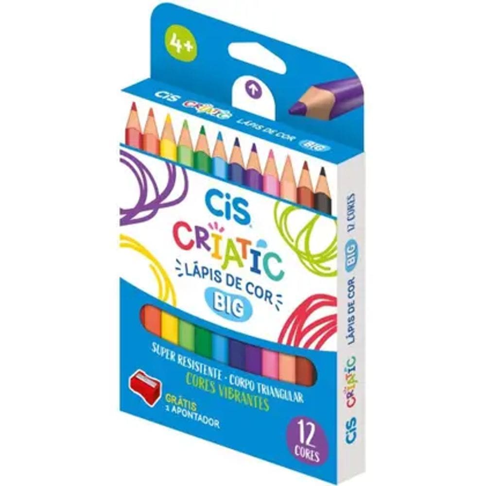 Lapis de COR Jumbao CIS Criatic Triangular 12 Cores Cis