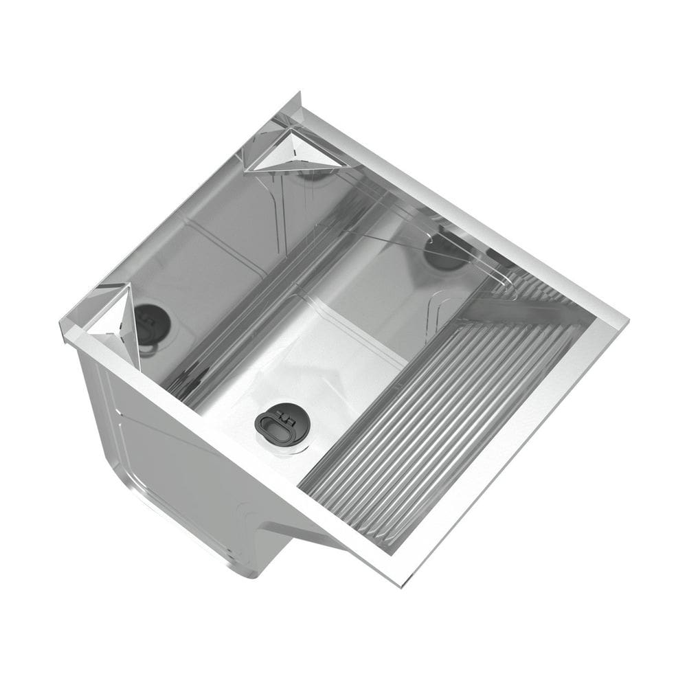 Tanque para Lavanderia em Aço Inox de Parede Avulso Mini Super com Suporte 43,8x50,6x43,4cm 46 Litro Inox