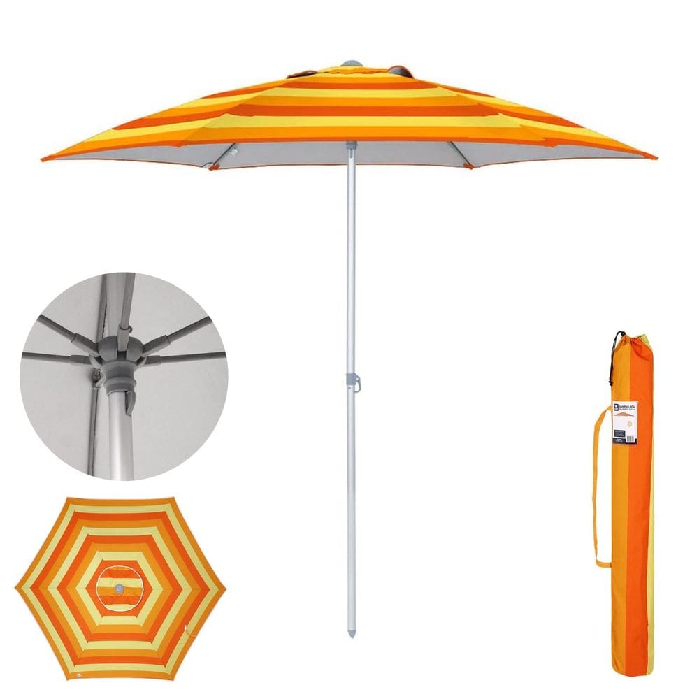 Guarda Sol Premium 2,40m Alumínio Reforçado Milagres Laranja Listrado Amarelo - 12765 Belfix