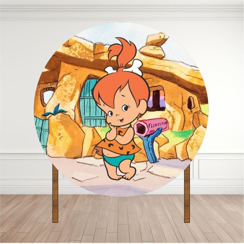 Painel Redondo Lona Fosca 1,20M- Tema Pedrita