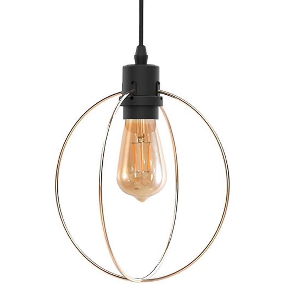 Luminária Pendente Taschibra Circle 40W, Preto e Dourado