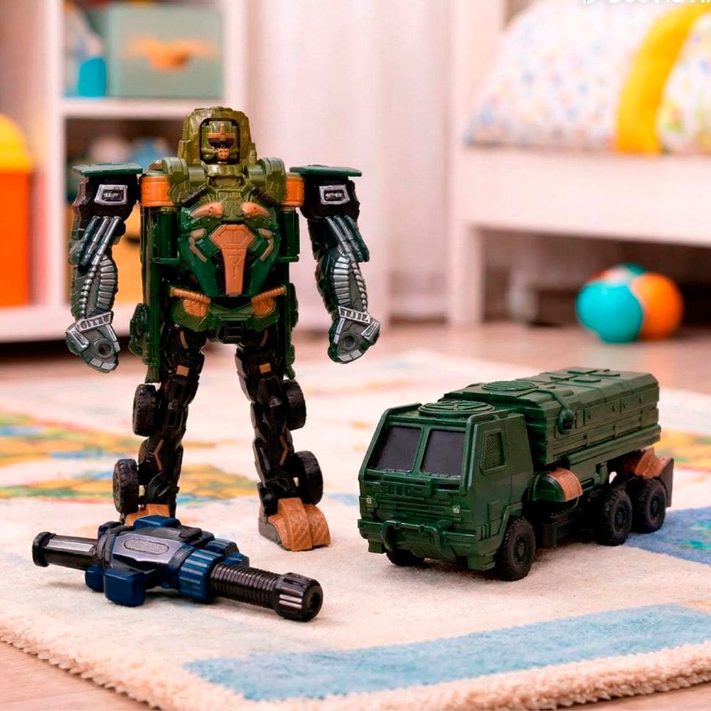 Brinquedo Robô Soldado Acessórios Transforma Carro Militar