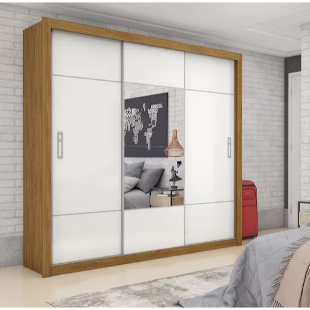 Guarda Roupa Lotse Com Espelho Cinamomo/Branco - Carioca Móveis