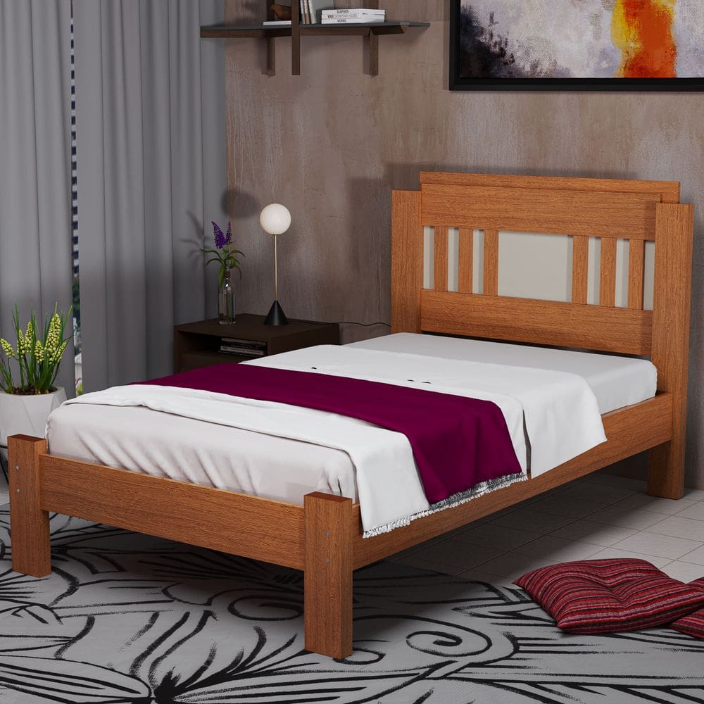 Cama Marina Solteiro 100% MDF Estrado Reforçado Pés 9x5,4cm