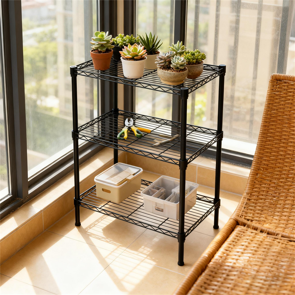 Estante Aço 3 Prateleiras Preta 90 Cm Com Forros