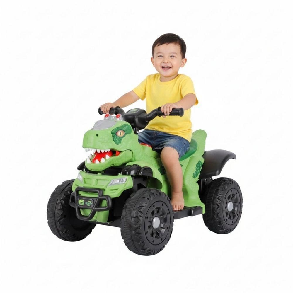 Carrinho Quadriciclo Elétrico Infantil 6v Dinossauro Rex Verde