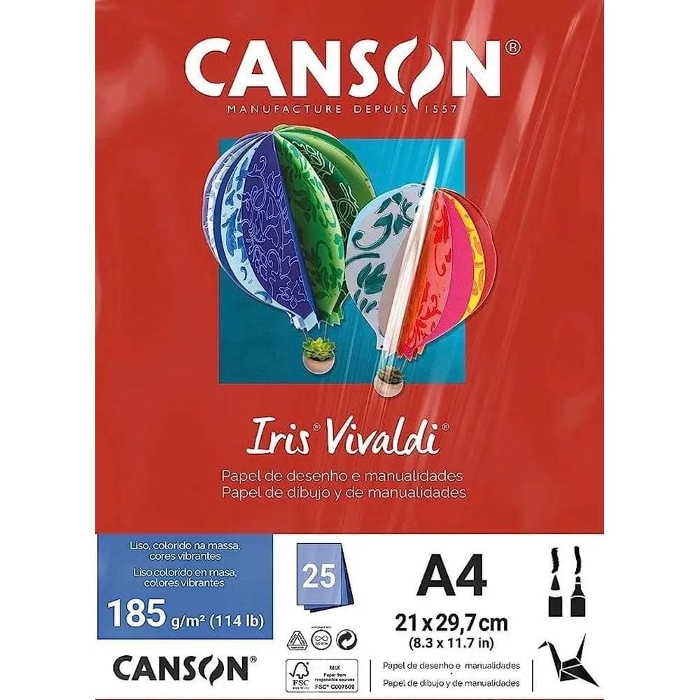 Papel Canson Iris Vivaldi VM A4 185g 25FLS 66661511 - Canson