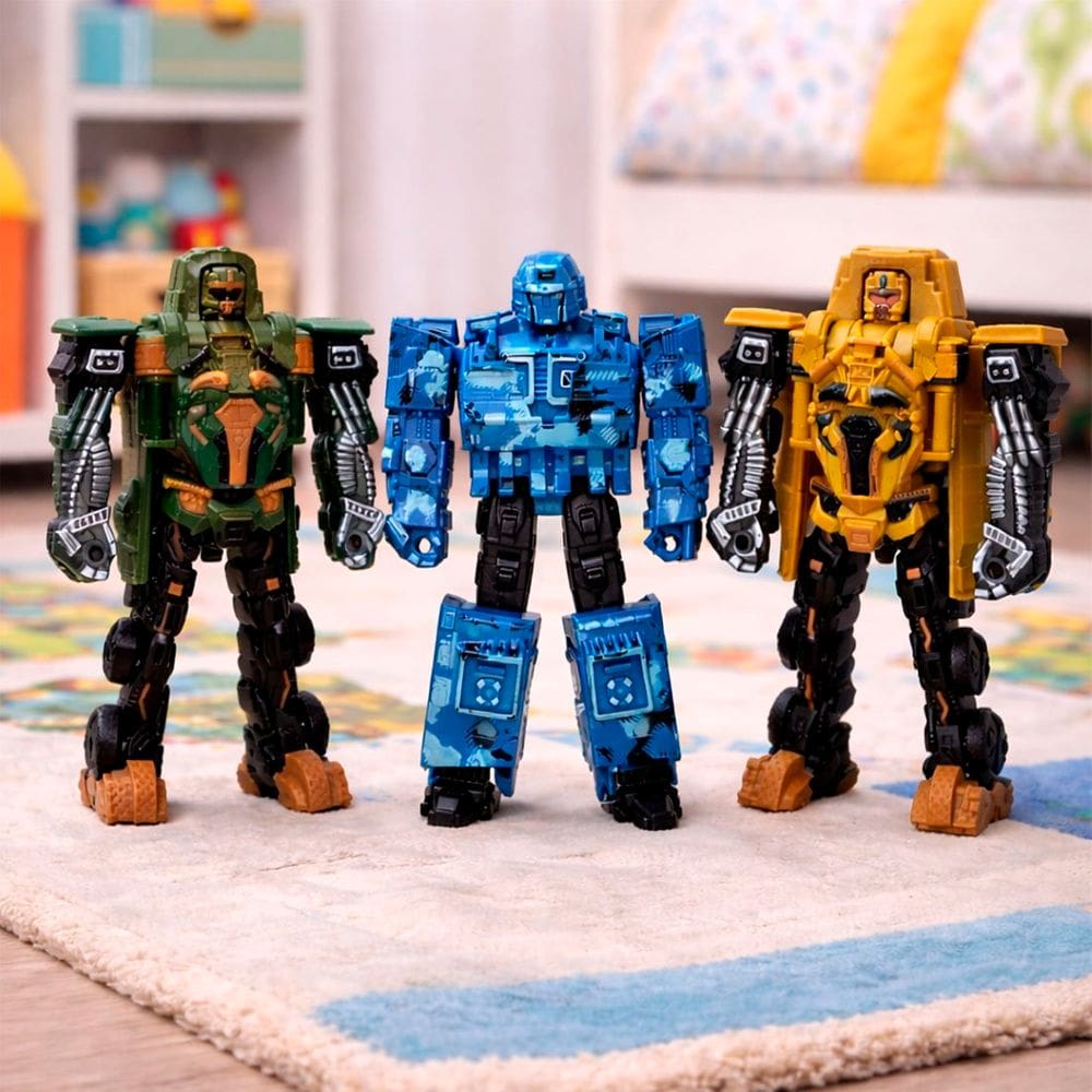 Brinquedo Robô Soldado Acessórios Transforma Carro Kit 3pçs