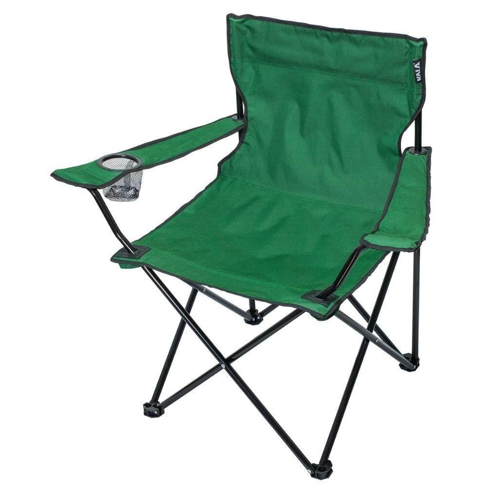 Cadeira Dobrável Em Poliéster Verde Com Braço Porta Copos E Bolsa Transporte Kala