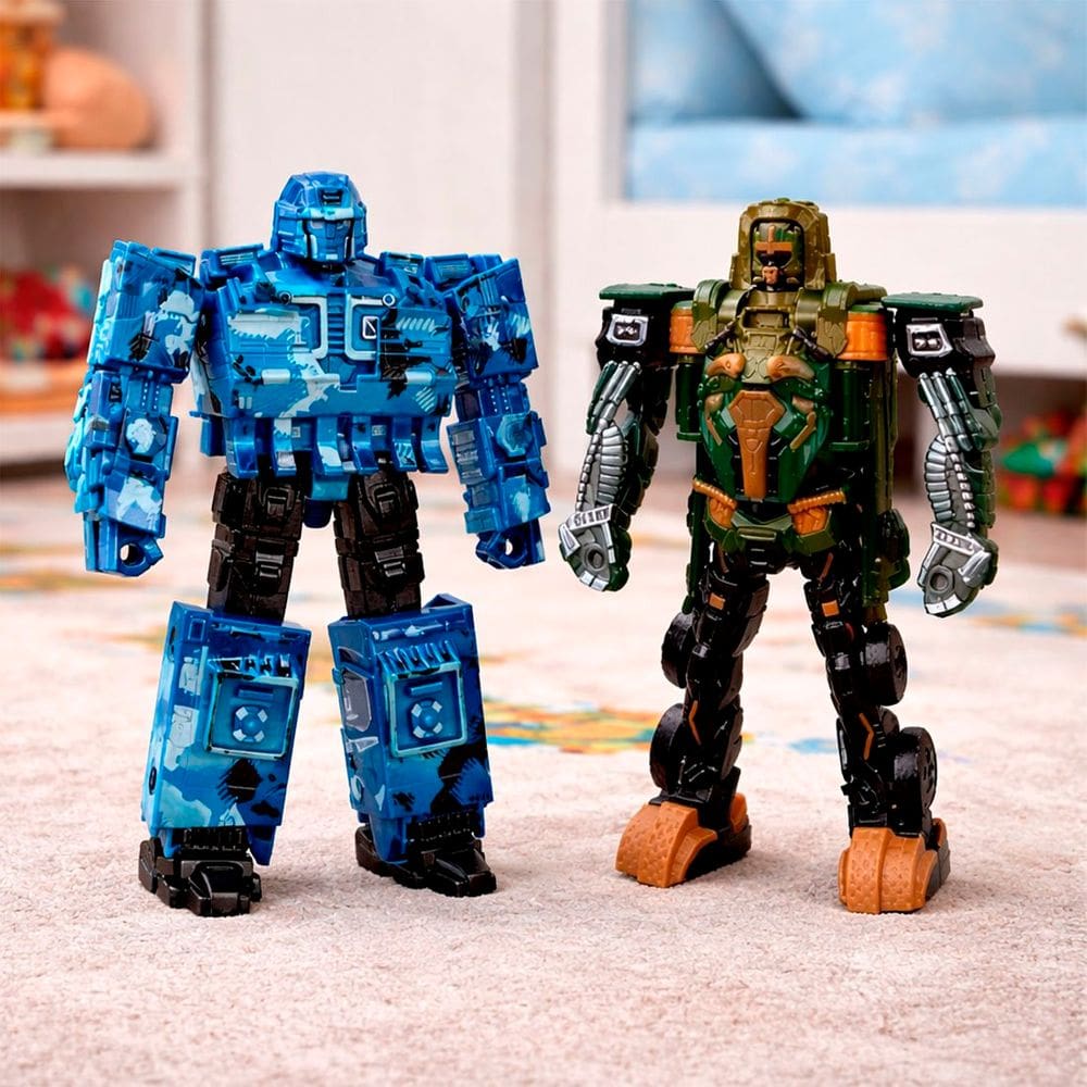 Brinquedo Soldado Robô Acessórios Transforma Carro Kit 2pçs