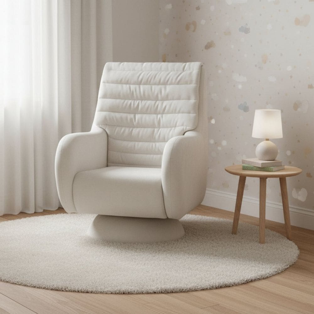 Poltrona de Amamentação Cone Giratória e Balanço Zen Branco