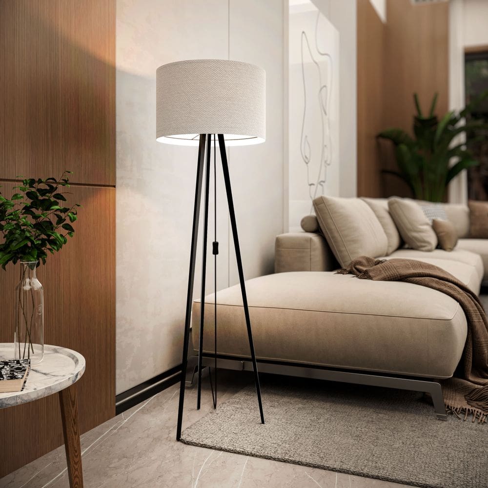 Luminária Abajur Tripé De Chão Sala de Estar Pés em Aço Industrial Luxo Londres