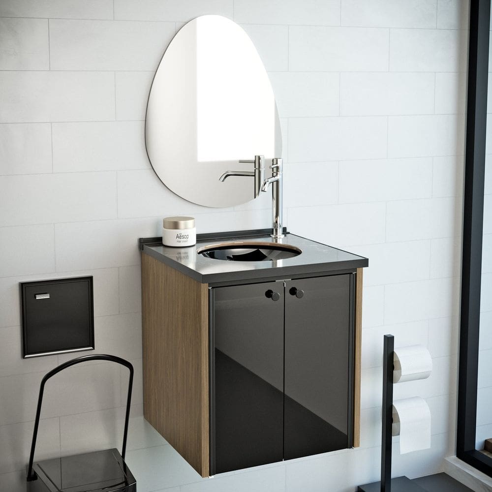 Gabinete para Banheiro 49x42,6cm Fenix Preto / Madeirado