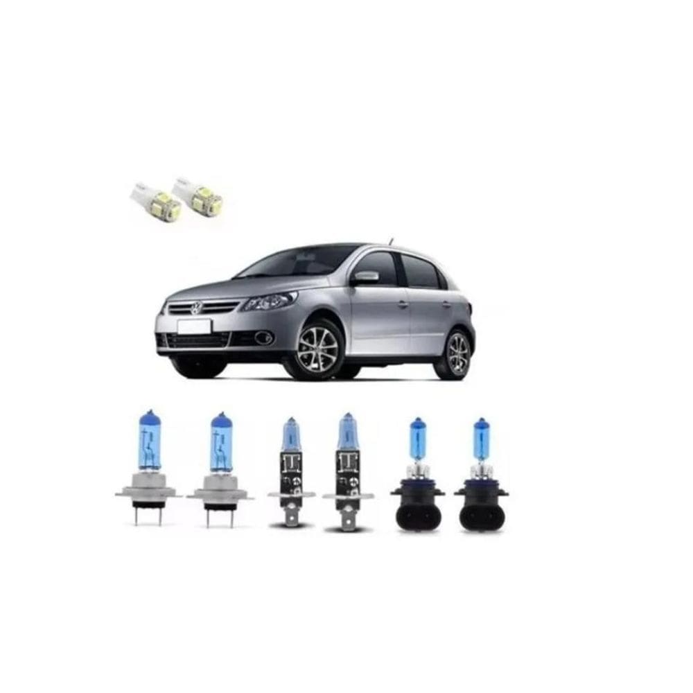 Kit Lâmpada Super Branca Farol Duplo Milha Led Gol Voyage G5