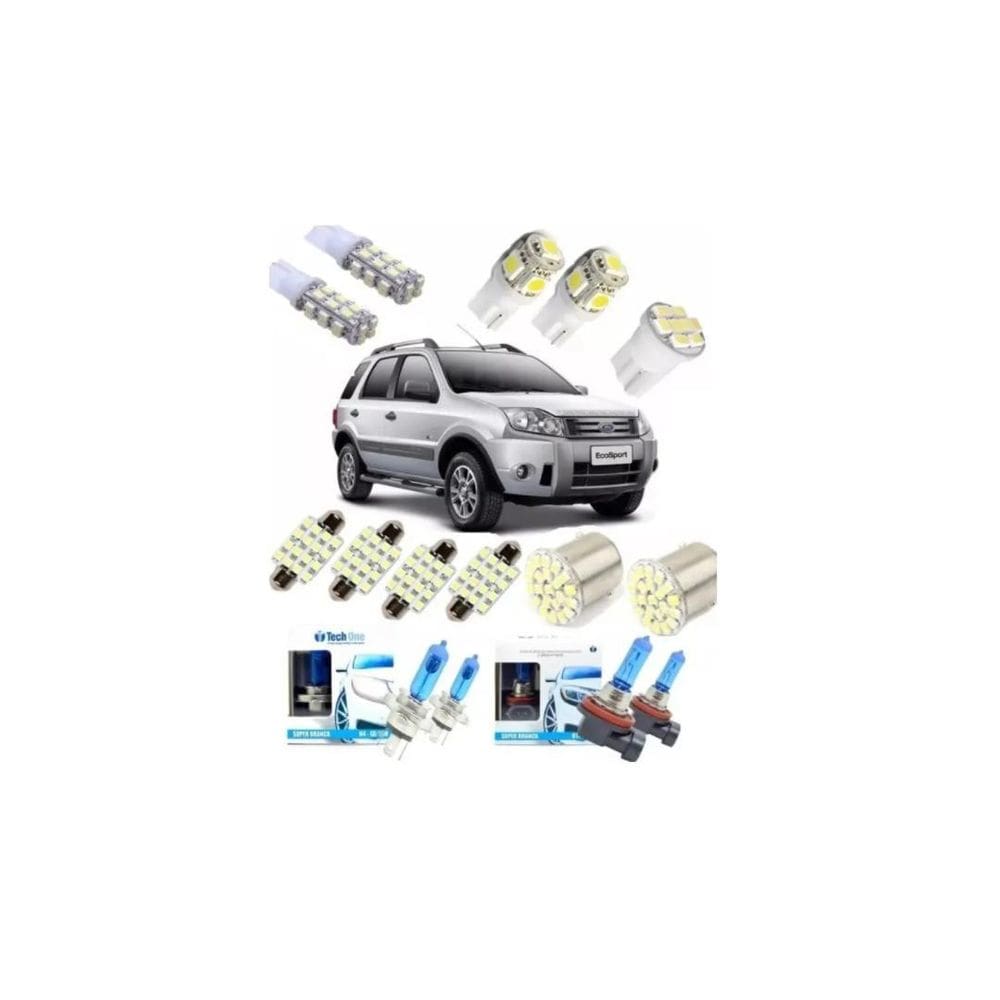Kit Lampadas Led + Super Branca Ecosport Teto Ré Techone