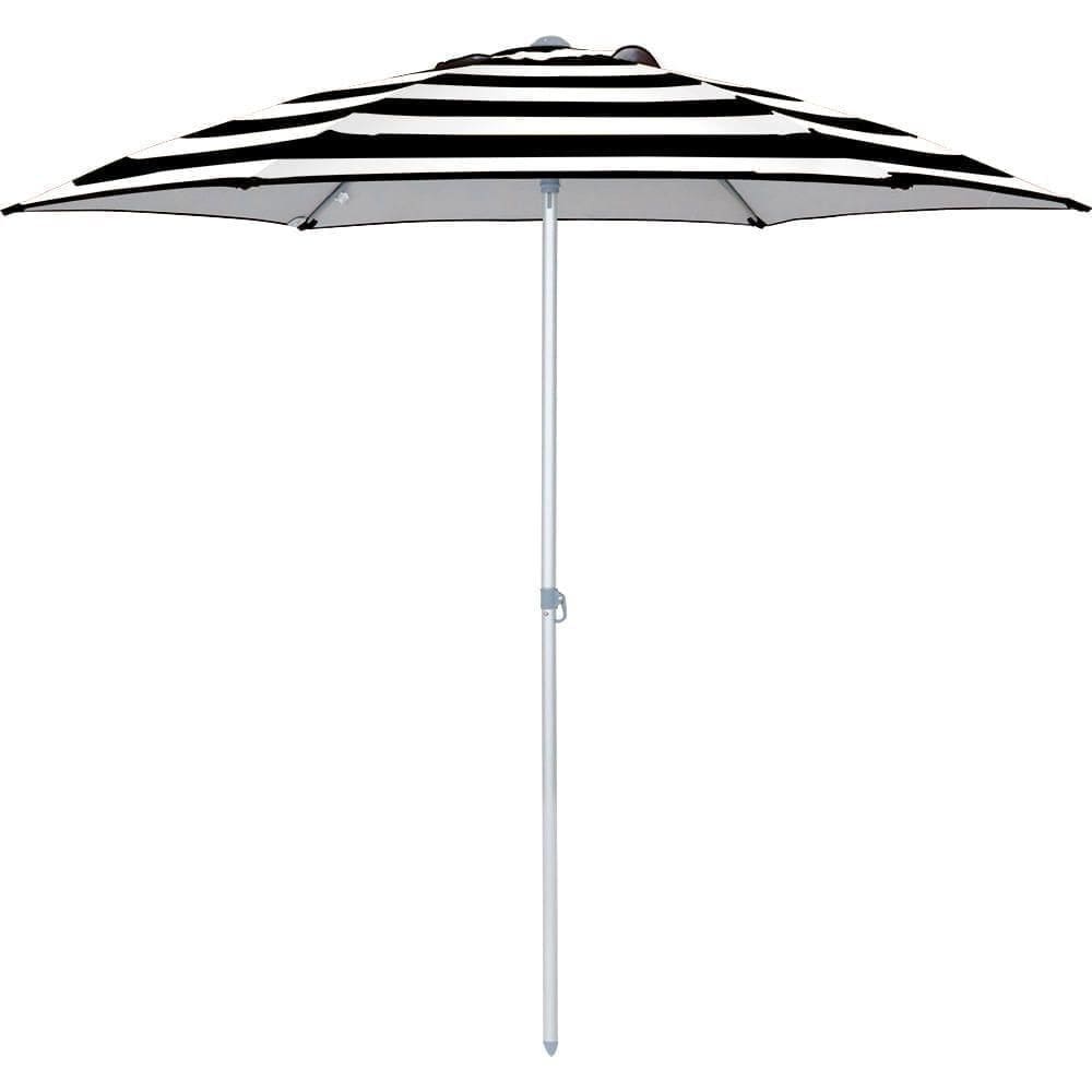 Guarda Sol Milagres 2,40 M Preto E Branco Listrado Alumínio Vareta Fibra Vidro 12755 Bel