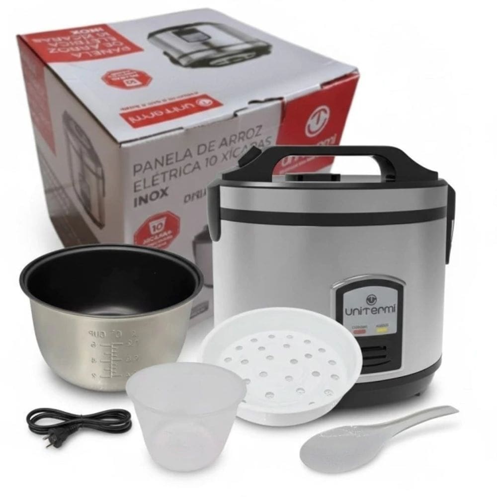 Panela de Arroz Elétrica Inox 10 Xic. 220V - Arroz Perfeito
