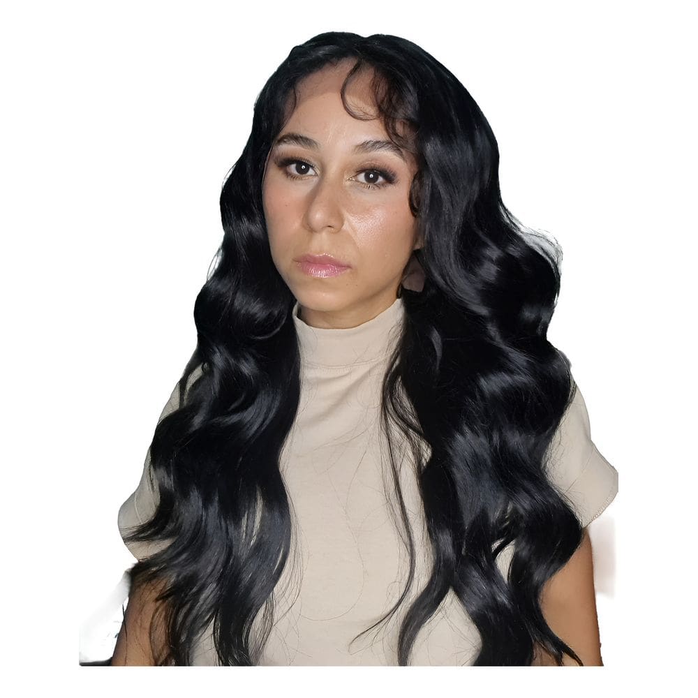 Lace Front Preta Ondulada Baby Hair Tela Na Nuca Fibra