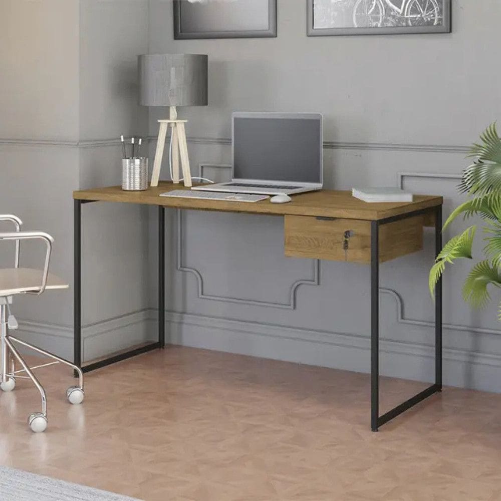 Escrivaninha 1 Gaveta Estrutura Metalica Tampo em MDP New Kappesberg