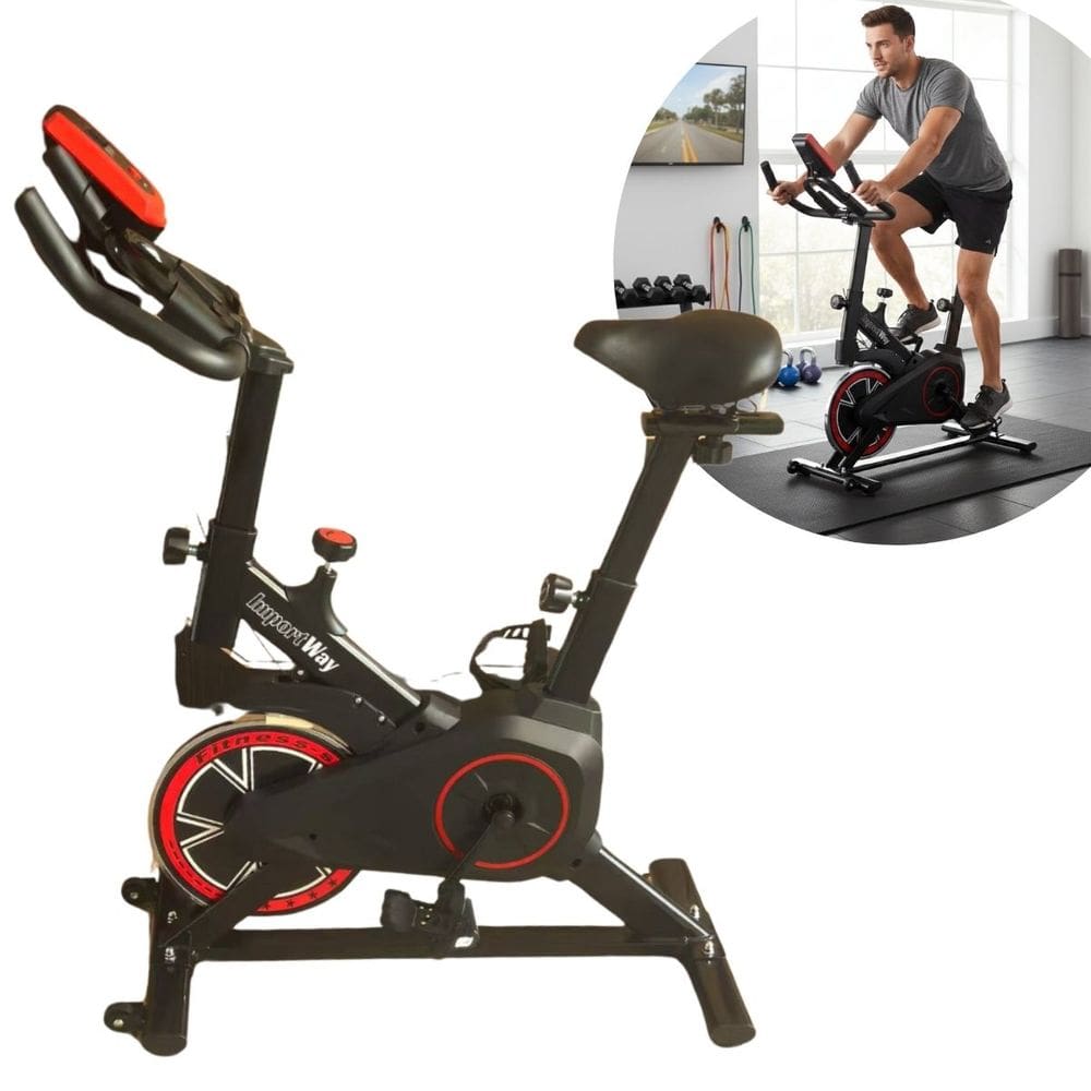 Bicicleta Ergométrica Spinning Profissional Mecânica 6 Kg Suporta 120 Kg Importway Iwf016